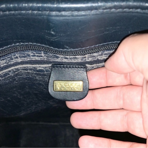 Micro GG classic vintage Navy blue Gucci tote! Computer bag. Pockets. Clean - Picture 9 of 11